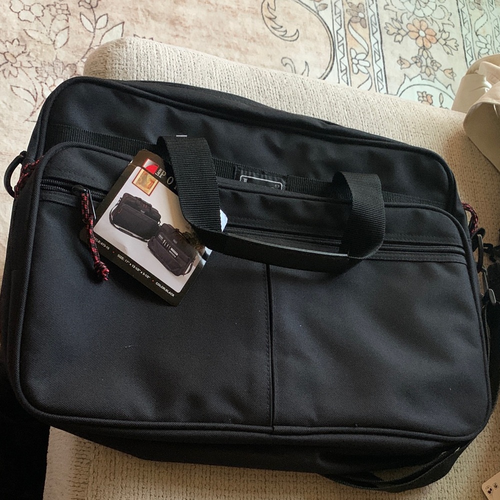 Lucas Portfolio Black Canvas Laptop Briefcase NWT